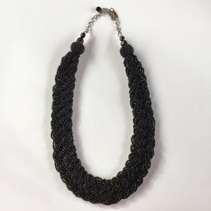 FIRM💲Black Beaded Braided Statement Necklace